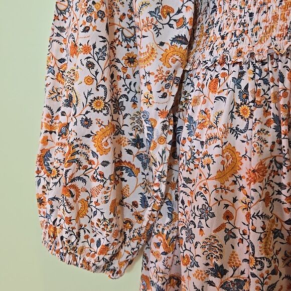 Old Navy Smocked Floral Cottagecore Midi Dress XXL Tradwife Long Sleeves - Picture 3 of 14